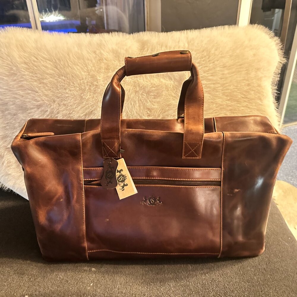 NEW Sid & Vain Luxury Travel Duffel Bag Hand Made Genuine Leather - Picture 4 of 10